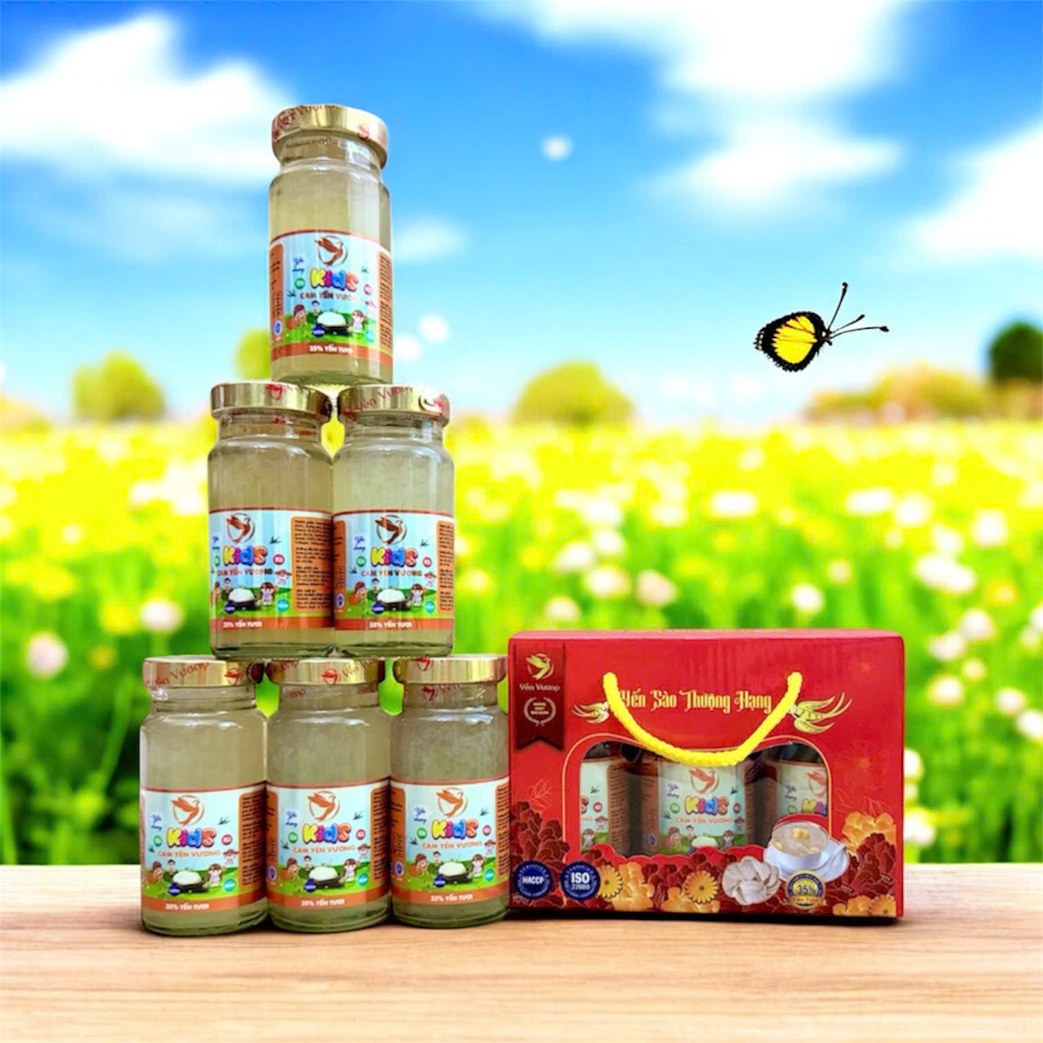 Lốc 6 hũ yến Vương 140ml Kids Cam